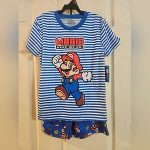 NINTENDO SUPER MARIO BOYS TWO PIECE PJ SET: NEW WITH TAGS: SIZE S (6/7)
